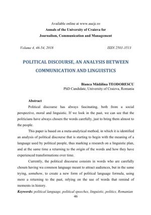 Political Discourse, an Analysis Between Communication and Linguistics