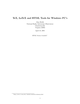 Tex, Latex and HTML Tools for Windows PC's