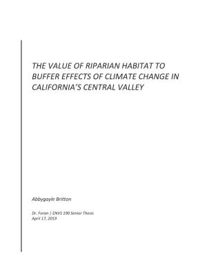 The Value of Riparian Habitat to Buffer Effects of Climate Change in California’S Central Valley