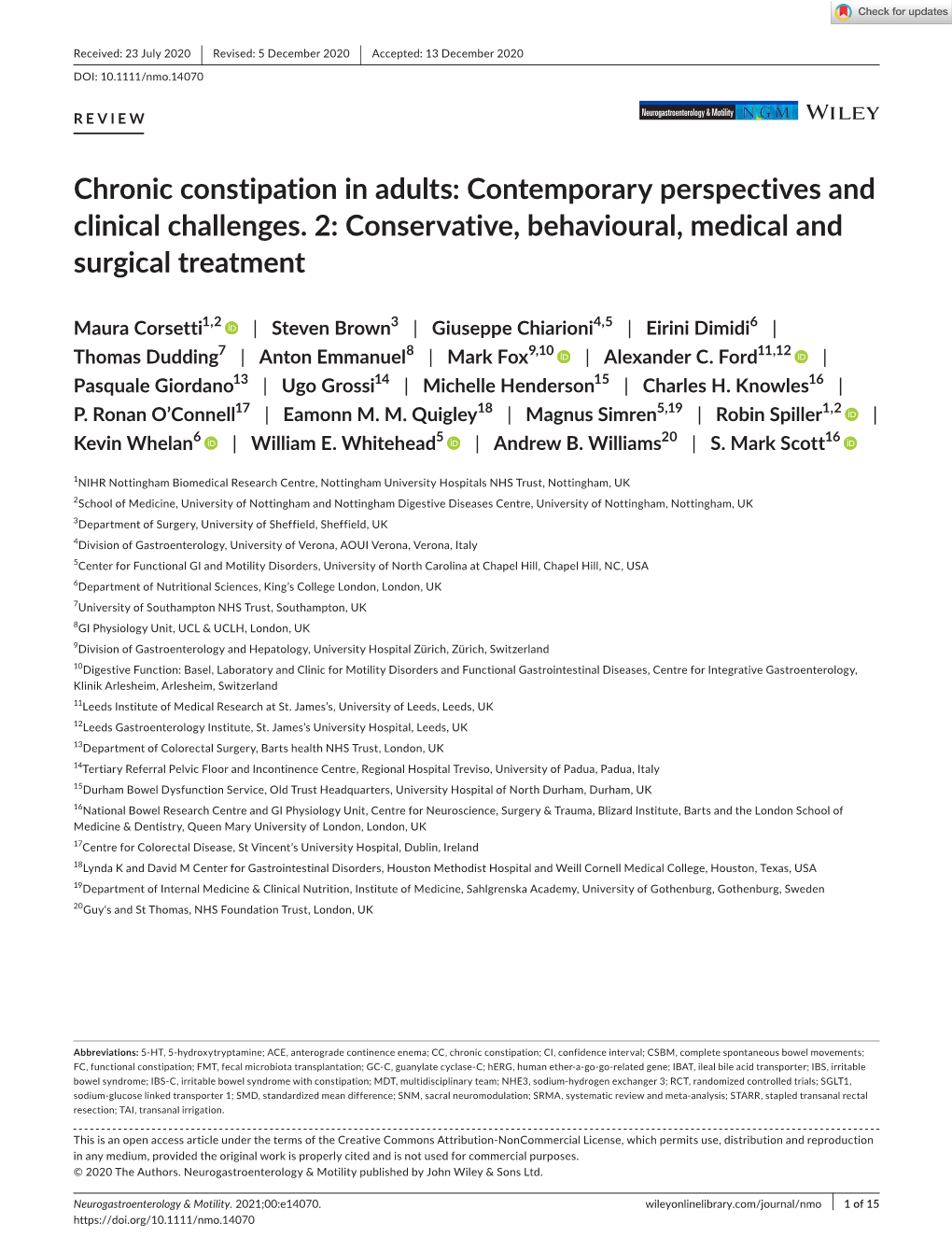 Chronic Constipation in Adults: Contemporary Perspectives and Clinical Challenges. 2: Conservative, Behavioural, Medical and Surgical Treatment