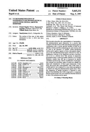 United States Patent 19 11 Patent Number: 5,665,331 Bagchi Et Al
