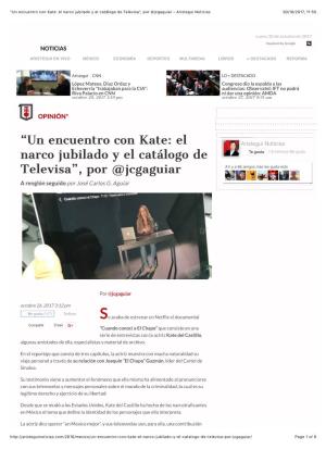 “Un Encuentro Con Kate: El Narco Jubilado Y El Catálogo De Televisa