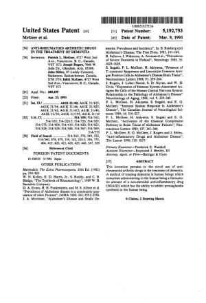 United States Patent (19) 11 Patent Number: 5,192,753 Mcgeer Et Al