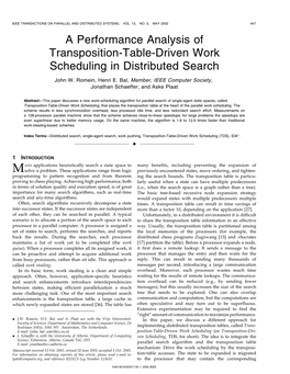 A Performance Analysis of Transposition-Table-Driven Work Scheduling in Distributed Search