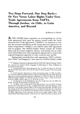 Two Steps Forward, One Step Back Or Vice Versa: Labor Rights Under Free Trade Agreements from NAFTA, Through Jordan, Via Chile
