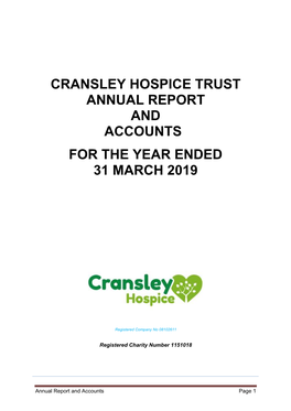 Cransley Hospice Trust Annual Report 2018-19
