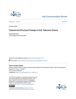Cultural and Structural Change in Irish Television Drama