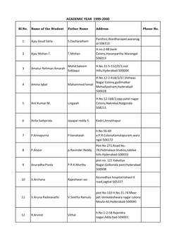 Academic Year 1999-2000