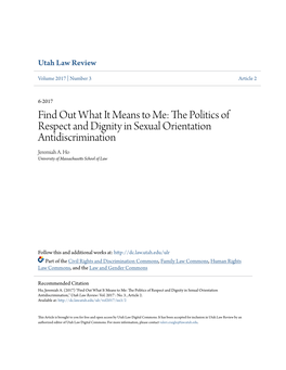 The Politics of Respect and Dignity in Sexual Orientation Antidiscrimination