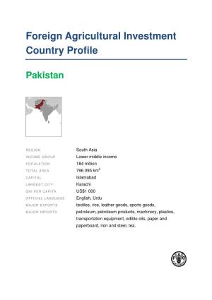 Foreign Agricultural Investment Country Profile Pakistan