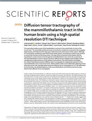 Diffusion Tensor Tractography of the Mammillothalamic Tract in The