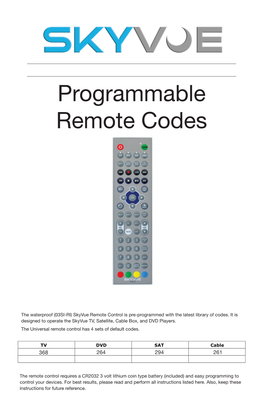 Programmable Remote Codes