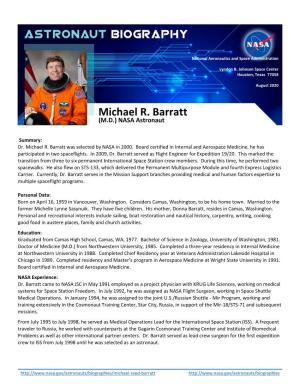 Michael R. Barratt (M.D.) NASA Astronaut