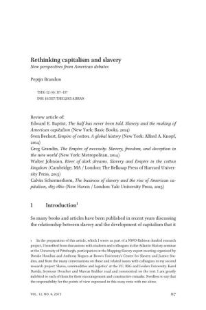 Rethinking Capitalism and Slavery New Perspectives from American Debates