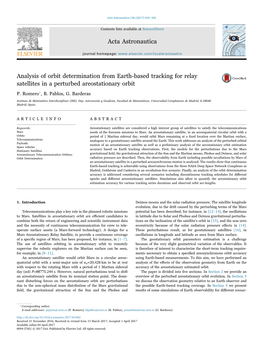 Analysis of Orbit Determination from Earth-Based Tracking for Relay Satellites in a Perturbed Areostationary Orbit