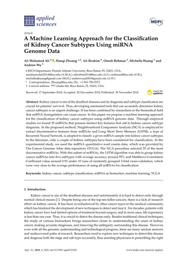 A Machine Learning Approach for the Classification of Kidney Cancer