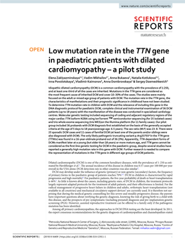 Low Mutation Rate in the TTN Gene in Paediatric Patients with Dilated