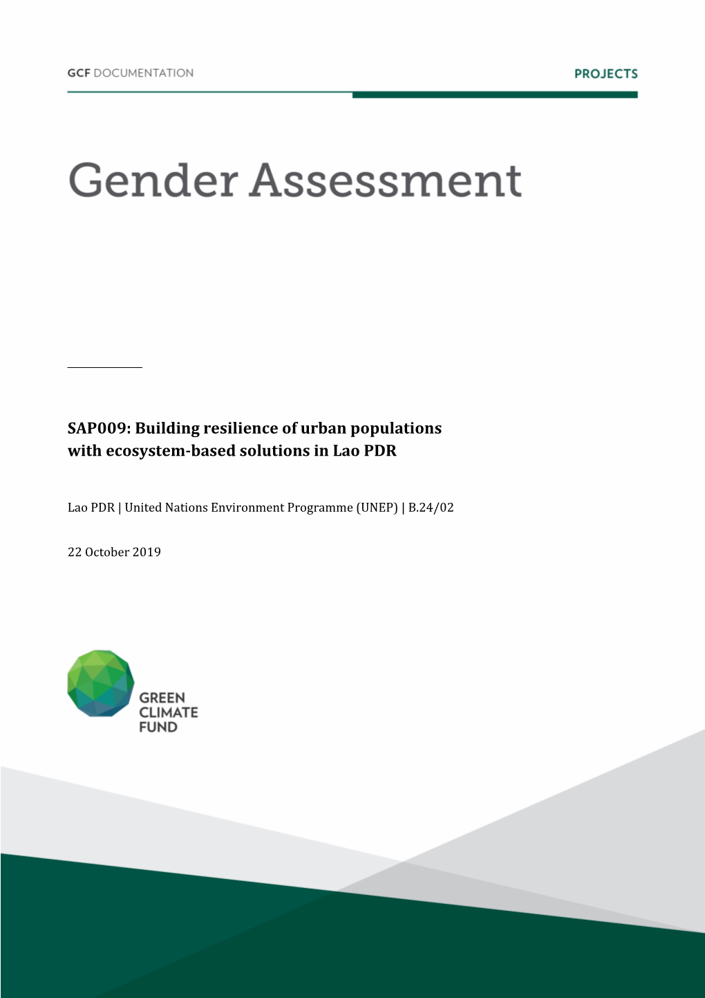 SAP009: Building Resilience of Urban Populations with Ecosystem-Based Solutions in Lao PDR