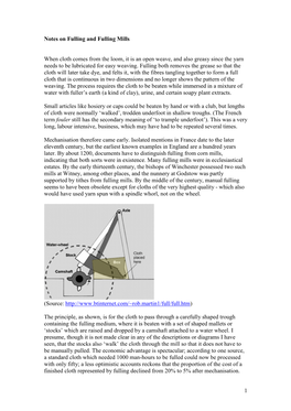 Notes on Fulling and Fulling Mills