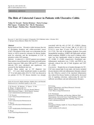 The Risk of Colorectal Cancer in Patients with Ulcerative Colitis