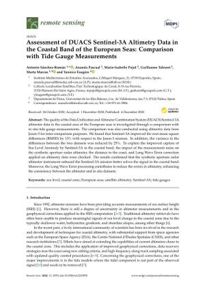 Assessment of DUACS Sentinel-3A Altimetry Data in the Coastal Band of the European Seas: Comparison with Tide Gauge Measurements
