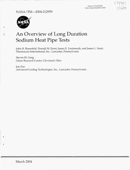 An Overview of Long Duration Sodium Heat Pipe Tests
