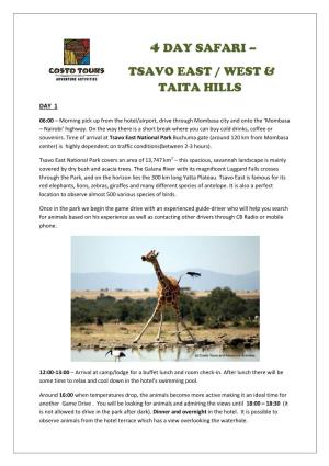 4 Day Safari – Tsavo East / West & Taita Hills