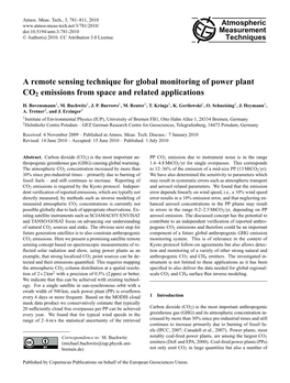 A Remote Sensing Technique for Global Monitoring of Power Plant CO2 Emissions from Space and Related Applications