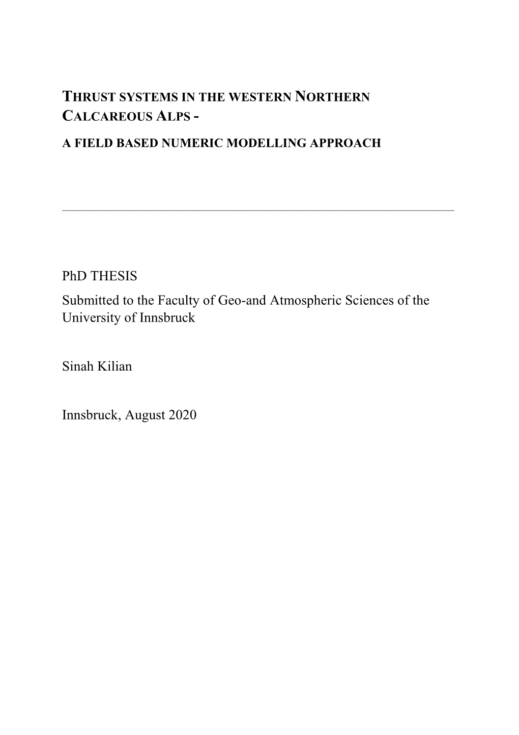 Phd THESIS Submitted to the Faculty of Geo-And Atmospheric Sciences of the University of Innsbruck