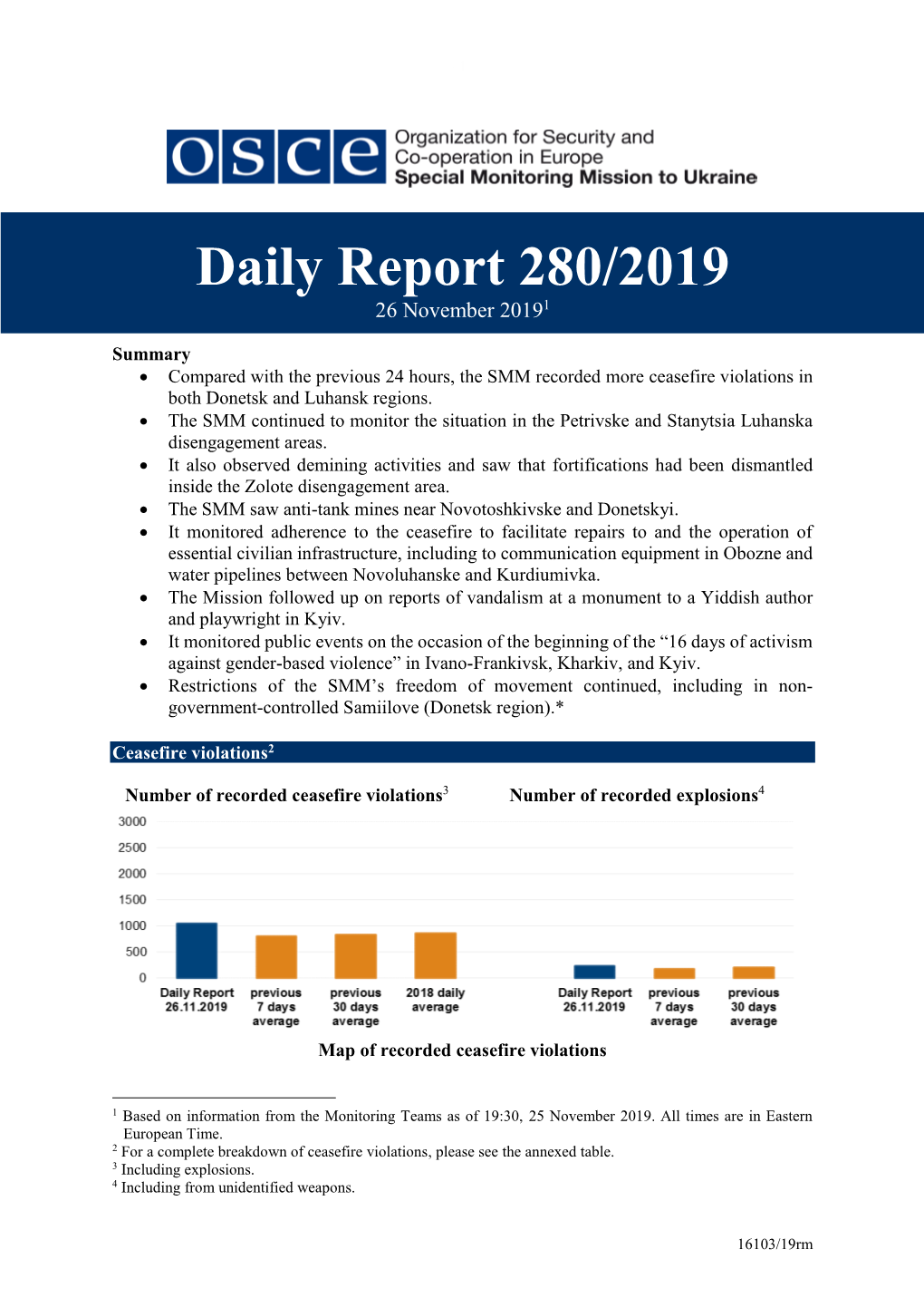 Daily Report 280/2019 26 November 20191