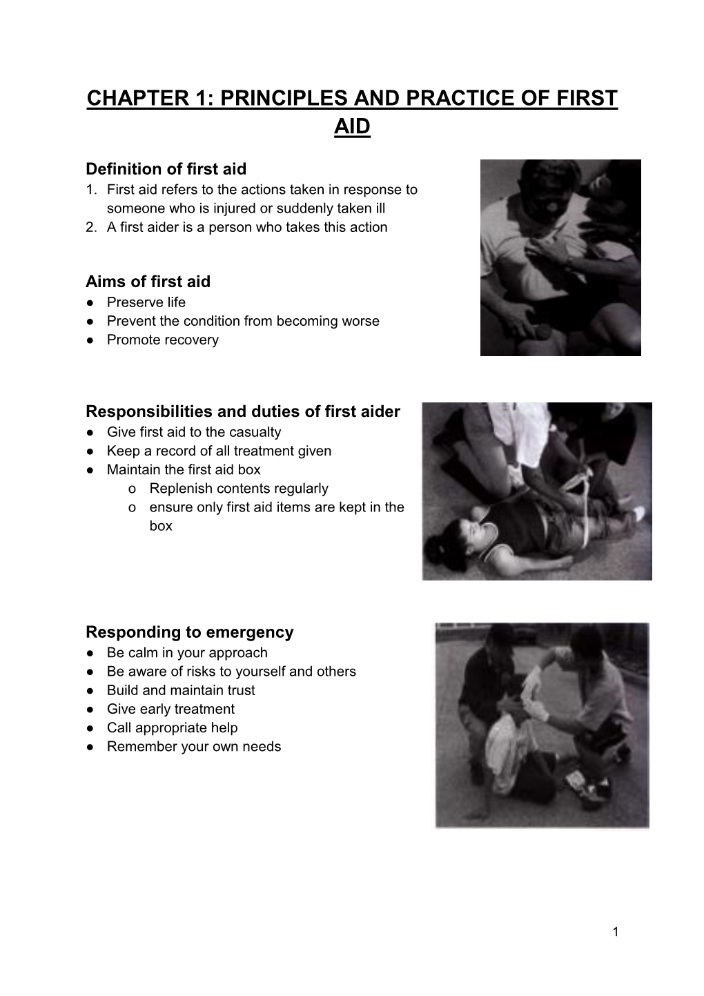 Principles and Practice of First Aid