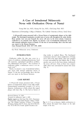 A Case of Intradermal Melanocytic Nevus with Ossification (Nevus of Nanta)