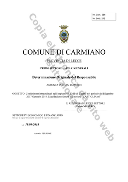 Comune Di Carmiano Provincia Di Lecce