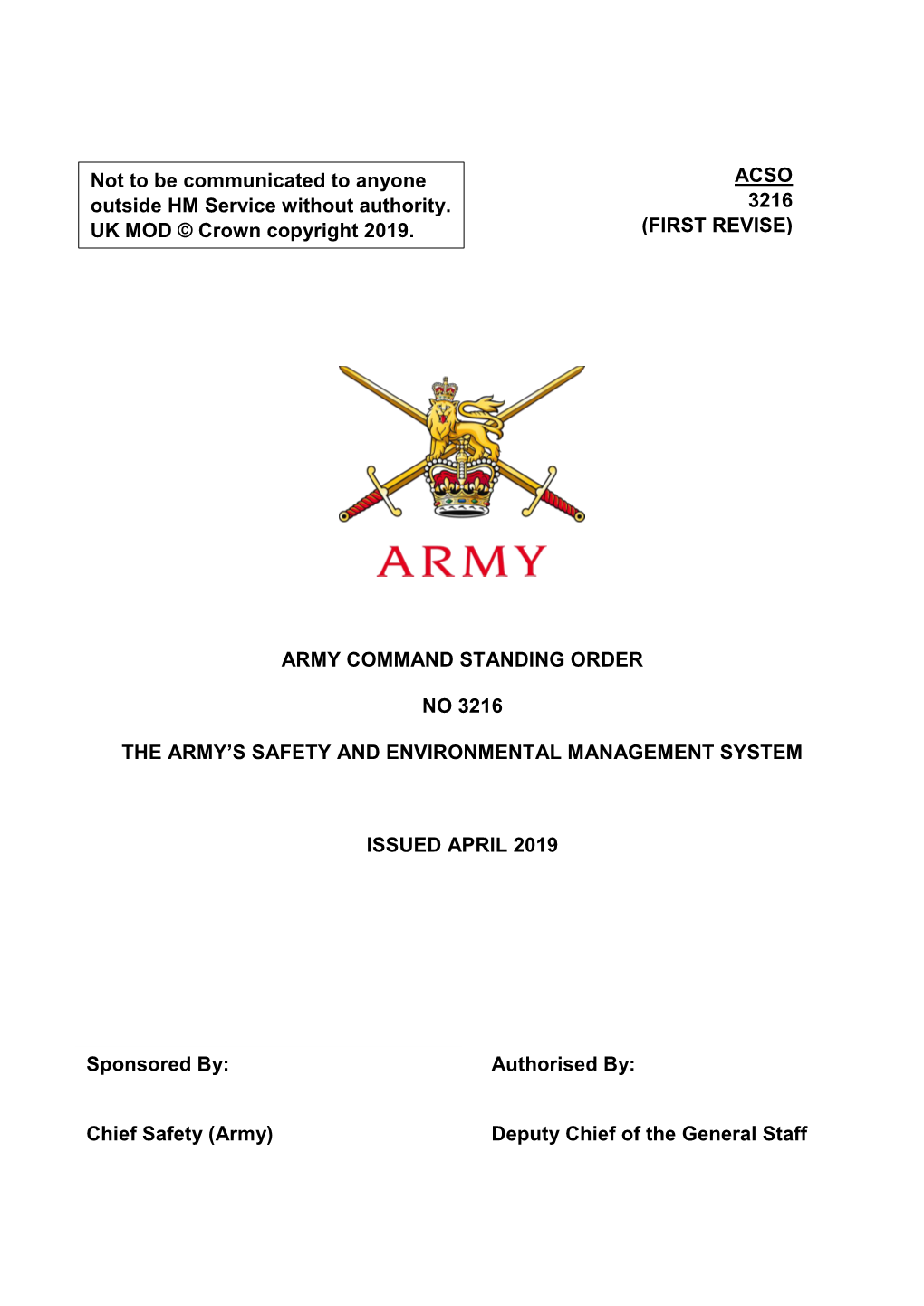 British Army Safety and Environmental Management System (ACSO 3216)