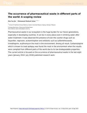 The Occurrence of Pharmaceutical Waste in Different Parts of the World: a Scoping Review