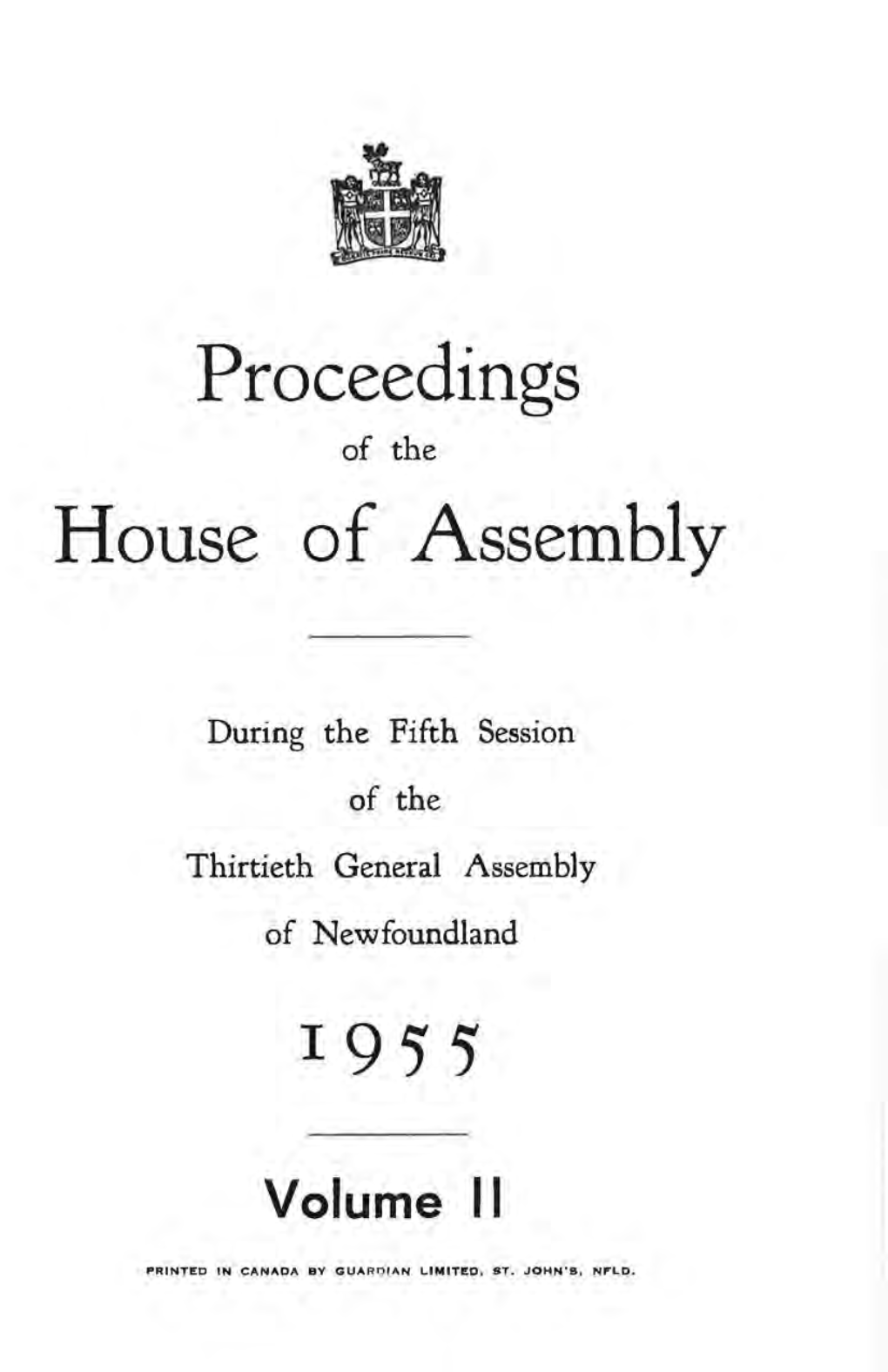 Proceedings House of Assembly 1