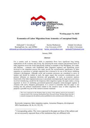 Economics of Labor Migration: Armenia