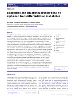Liraglutide and Sitagliptin Counter Beta- to Alpha-Cell Transdifferentiation in Diabetes