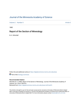 Report of the Section of Mineralogy