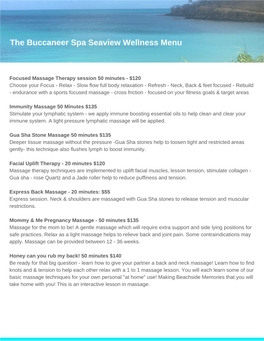 Wellness Spa Menu Buccaneer