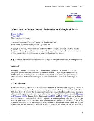 A Note on Confidence Interval Estimation and Margin of Error