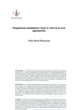 Polyphenol Metabolism: from in Vitro to in Vivo Approaches