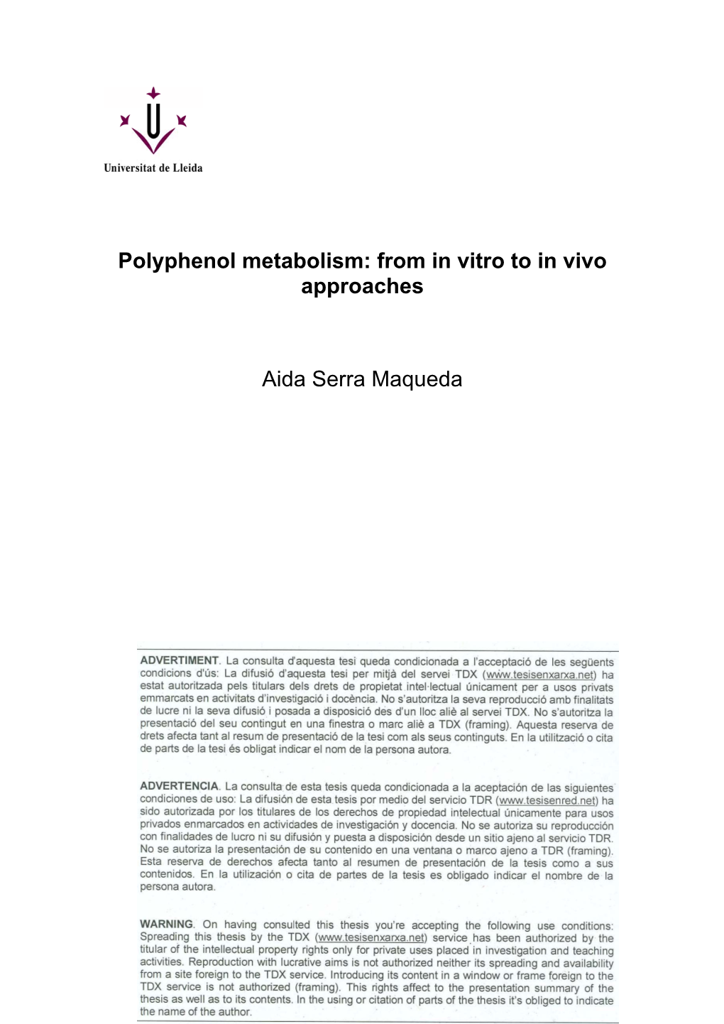 Polyphenol Metabolism: from in Vitro to in Vivo Approaches