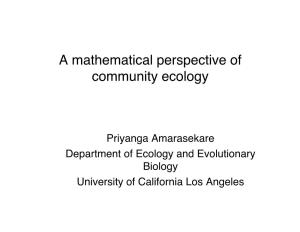 A Mathematical Perspective of Community Ecology