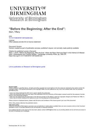 Before the Beginning; After the End”: Stern, Tiffany
