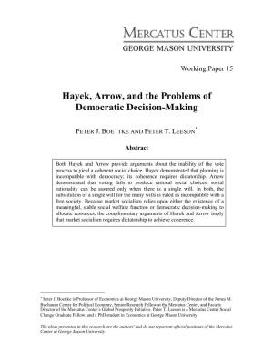 Hayek, Arrow, and the Problems of Democratic Decision-Making