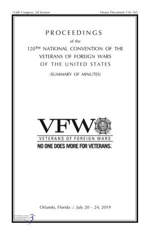 PROCEEDINGS of the 120TH NATIONAL CONVENTION of the VETERANS of FOREIGN WARS of the UNITED STATES