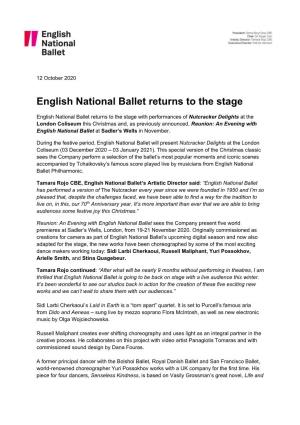 English National Ballet Returns to the Stage