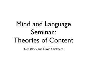 Mind and Language Seminar: Theories of Content