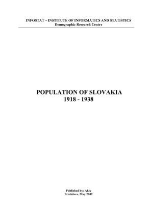 Population of Slovakia 1918 - 1938